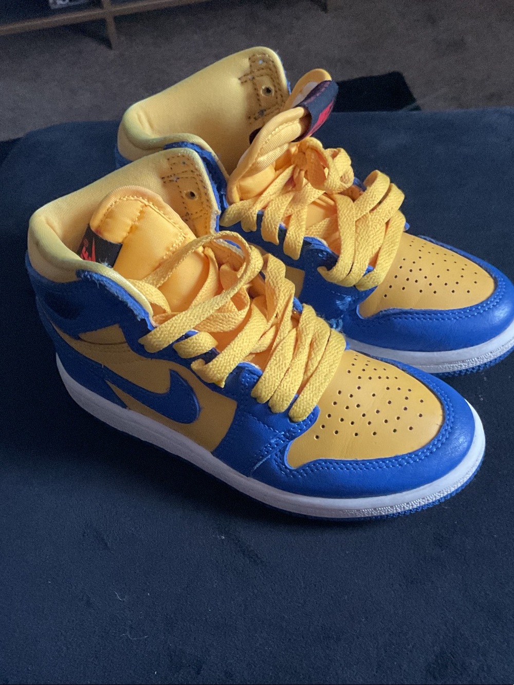 Nike Two-Tone Yellow & Blue High-Top Sneakers